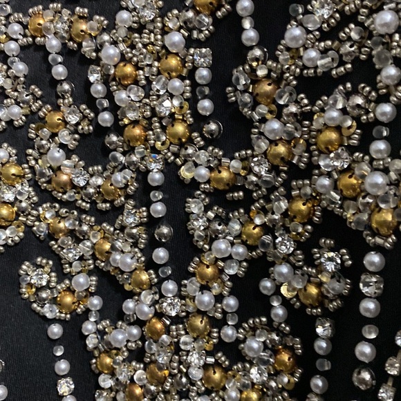 Elegant evening black dress scoop neck floor length sleeveless sequined, size 6 - Picture 11 of 11